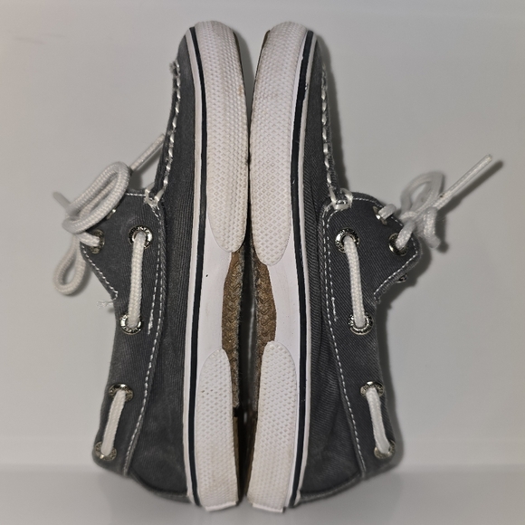Sperry Top-Sider: Halyard, Youth: 10.5, Charcoal Blue, EUC, Salt-Washed Canvas - Picture 7 of 8